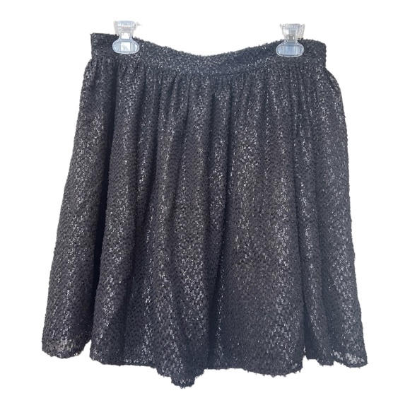 MICHAEL Michael Kors Black Silk Blend Sequin Flare Skirt Women's Size 8 - Picture 3 of 13